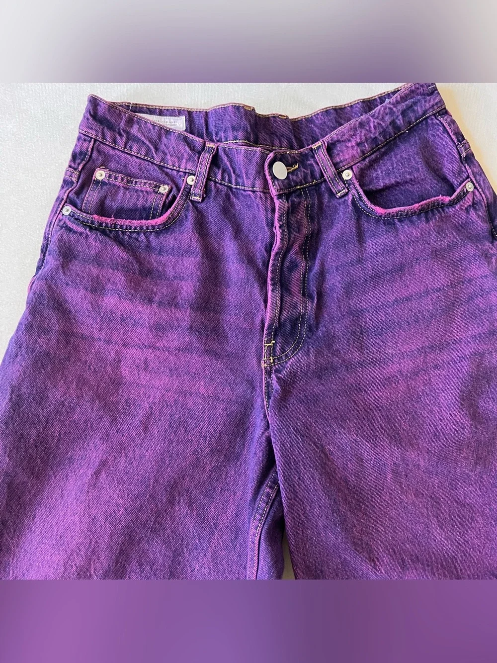 Jorts Pink Purple Unique Rare Zara Violet Denim Shorts Blokecore Baggy Y2K
